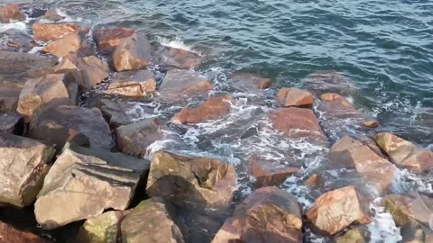 Waves breaking on rocks Stock Footage 285243421