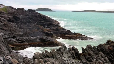 Waves breaking on the rocks, norway Stock Footage 8512259