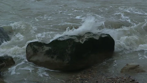 Waves Breaking On A Rocky Beach Close Up 스톡 동영상 144440687