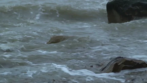 Waves Breaking On A Rocky Beach Close Up 스톡 동영상 144440841