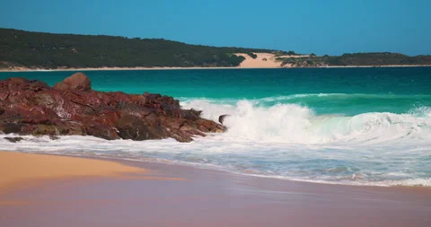 Waves breaking on Rugged and untouched coastlines West of Margaret River Stock Footage 263689725