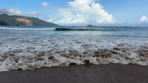 Waves Breaking on a Sandy Beach Stock Footage 311353974