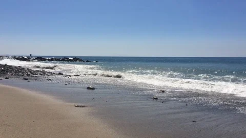 Waves Breaking On Sandy Santa Monica Beach California Video stock 101079131