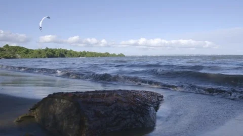 Waves breaking on seashore Stock Footage 74906591