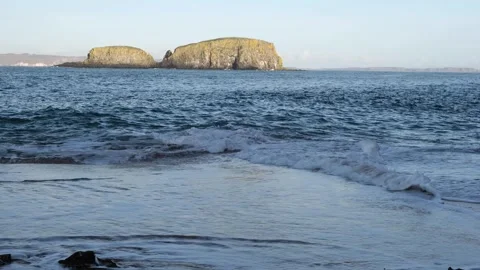 Waves breaking on secret beach, Causeway Coast Stock-Footage 291998529