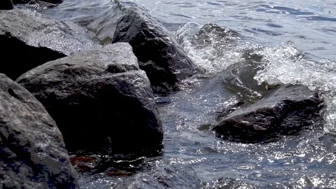 Waves breaking on shore. Stock Footage 98304651