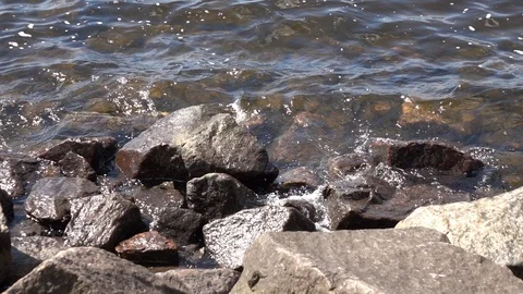 Waves breaking on shore. Stock Footage 98427627