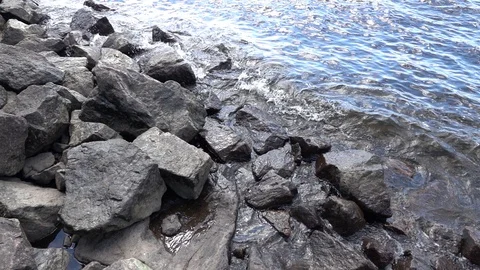 Waves breaking on shore. Stock Footage 98499927