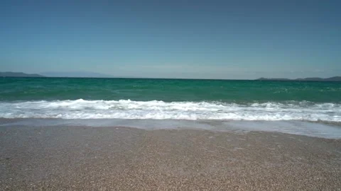 Waves breaking in Slow Motion on Greek Beach. Agean Sea in Greece Video stock 197441359
