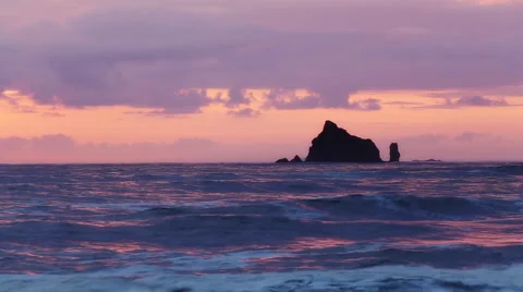 Waves breaking at sunset time Video stock 53263126