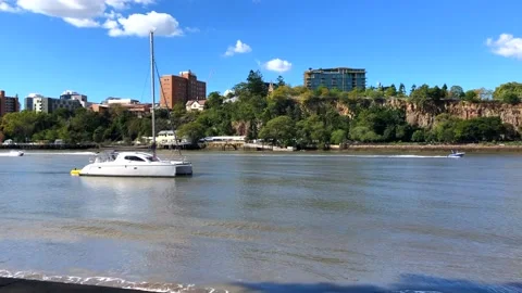 Waves Brisbane River Stock Footage 136564985