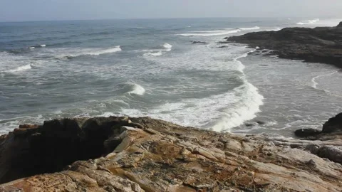Waves in the Cantabrian sea reaching the coast Stock Footage 234593661