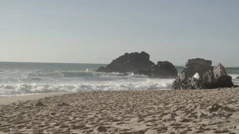 Waves of Cascais beach Stock Footage 238408014