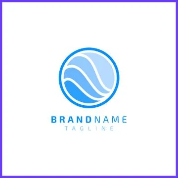 Waves in circle shape. Modern and minimalist pool logo design Stock Illustration