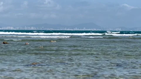 Waves The city in the distance Stock Footage 232317588