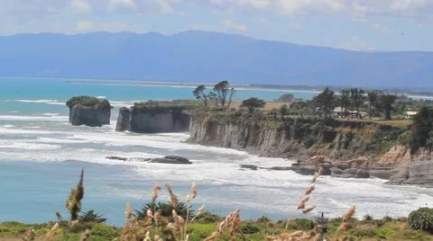 Waves on Cliff Stock Footage 47432794