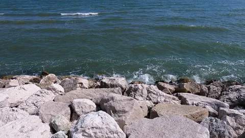 Waves on the cliff Stock Footage 205299634