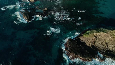 Waves Collide with Lord Howe's Coastline - Cinematic  Aerial Drone Stock Footage 250773463