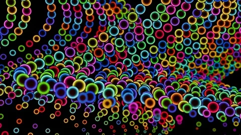 Waves of colored balls on a black background in a seamless loop. Video stock 291976184