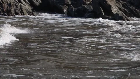 Waves coming ashore. Bristol Channel. Devon. Devon. England. UK Stock Footage 235172452