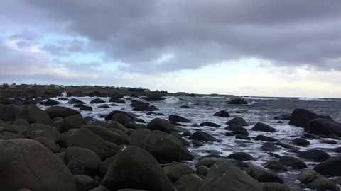 Waves coming in at Lista Video stock 124270440