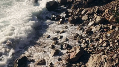 Waves at Costa Brava coast landscape Stock Footage 72559586