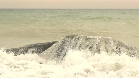 Waves covered rocks. Stock Footage 52670131