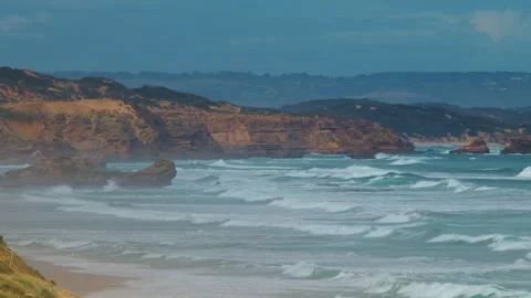Waves Crash Against Sphinx Rock on Sorrento Coastline Stock Footage 317070128