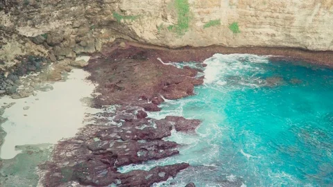 Waves crash ashore Broken Beach, Nusa Penida, Bali, slow motion Stock Footage 127295647