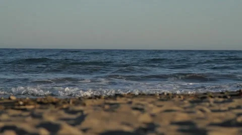 Waves Crash on Beach, Low Angle Stock Footage 40194058