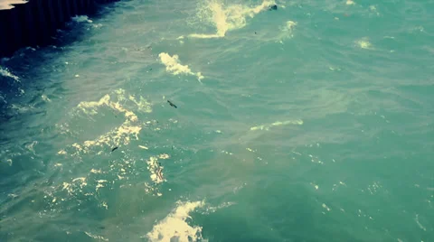 Waves Crash into Lakeshore, Slow Motion Footage Stock Footage 38354218