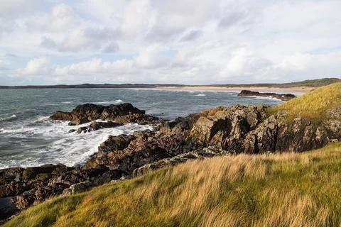 Waves crash into Malltraeth Sands Stock Photos
