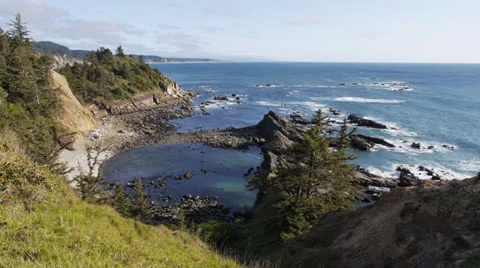 Waves crash on Oregon Coast Stock Footage 23608816