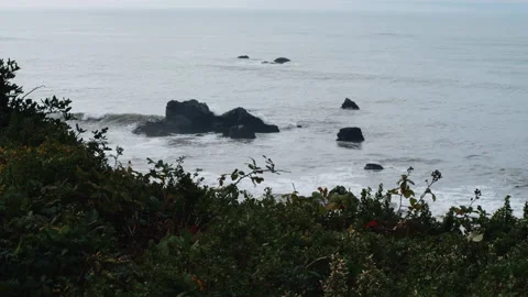 Waves Crash Over Ocean Rocks at the Oregon Coast 库存影片 165427148