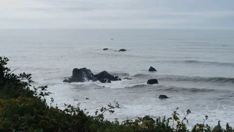 Waves Crash Over Ocean Rocks at the Oregon Coast 库存影片 165428106