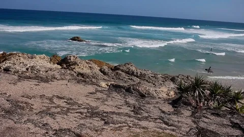 Waves Crash On A Rock In The ocean Stock Footage 125428992