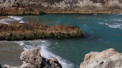 Waves Crash On A Rock In The ocean Stock Footage 125429240