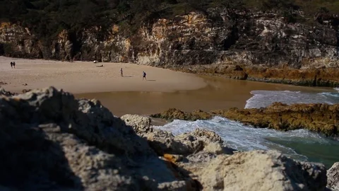 Waves Crash On A Rock In The ocean Stock Footage 125429288