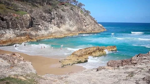 Waves Crash On A Rock In The ocean Stock Footage 125842217