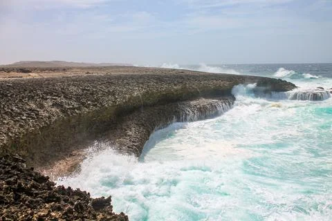 Waves crash on the rocks of Boca Tabla Stock Photos