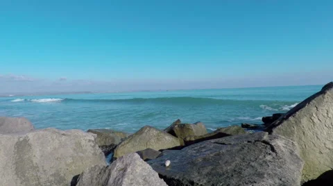 Waves crash into the rocks Stock Footage 58587225