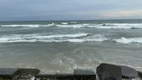 Waves crash on the rocks, ocean waves crash on the rocks beach Stock Footage 167738979