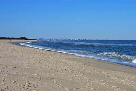 Waves Crash Into Shore at Sandy Hook, NJ, Beach  Stock Photos