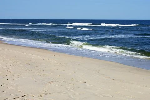 Waves Crash Into Shore at a Sandy Hook, NJ, Beach -17 Stock Photos