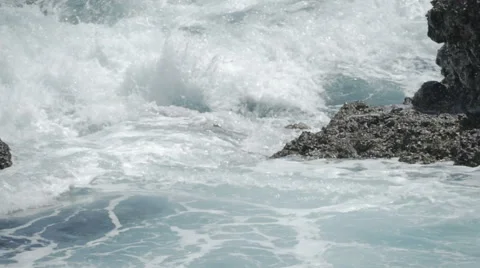 Waves crash in slow motion Stock Footage 45819295