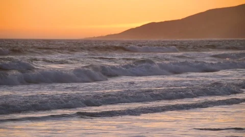 Waves Crash in Slow Motion on Zuma Beach (5) - Malibu Stock Footage 89621773