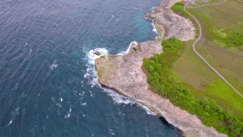 Waves Crashing Against Devils Tears Cliffs Nusa Lembongan Stock Footage 328962012