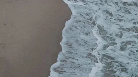 Waves Crashing Against An Empty Beach From Above, Miami Stock Footage 172318484