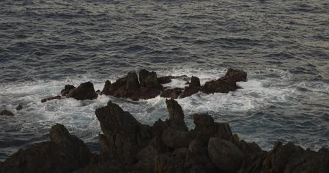 Waves crashing against the rocks, 4K Stock Footage 246481696