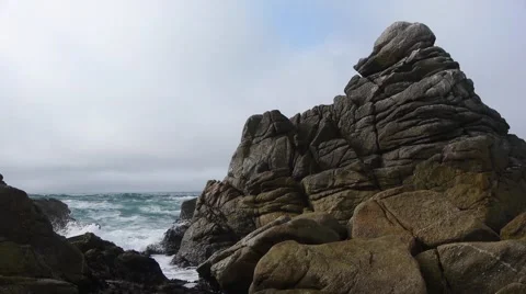 Waves Crashing Against Rocks Stock Footage 47489424